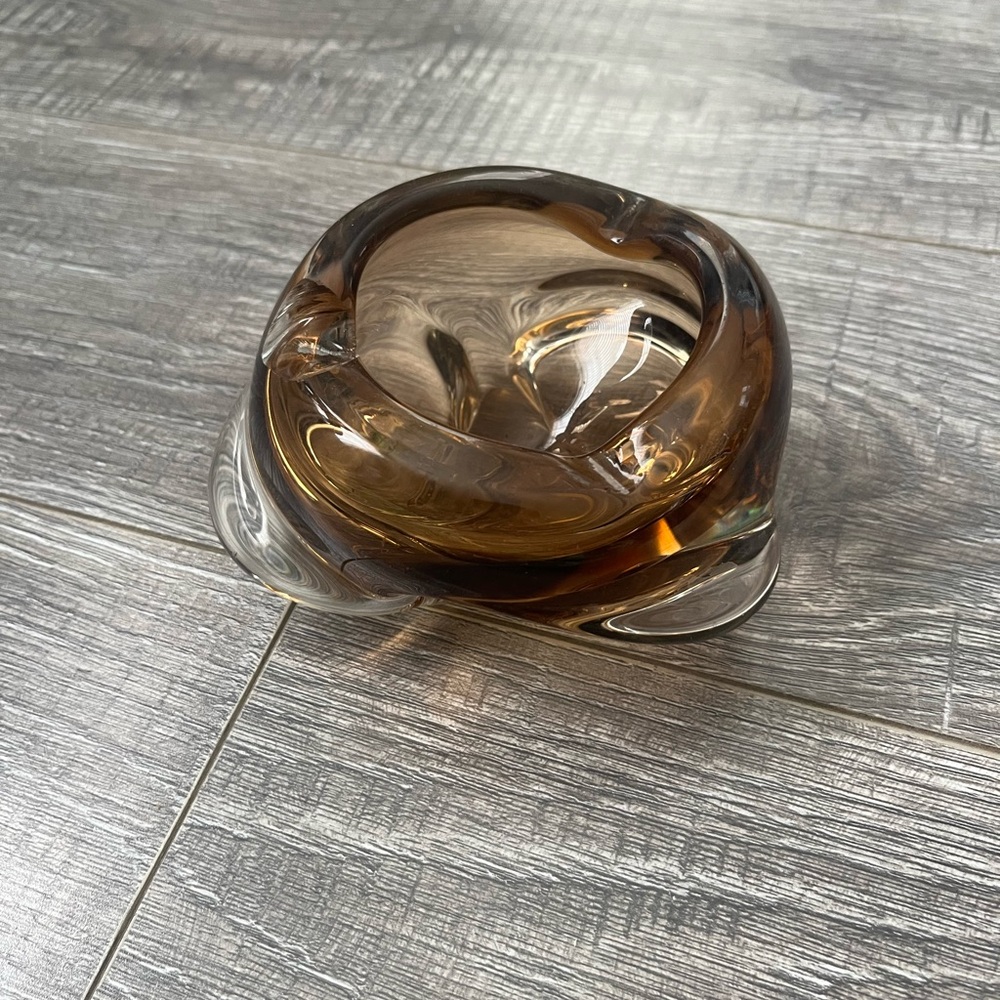 Skrdlovice Czech Bohemian amber brown/smokey‎ quartz art glass ashtray